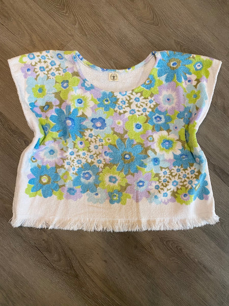 Terry Top (turquoise floral) - size M/L